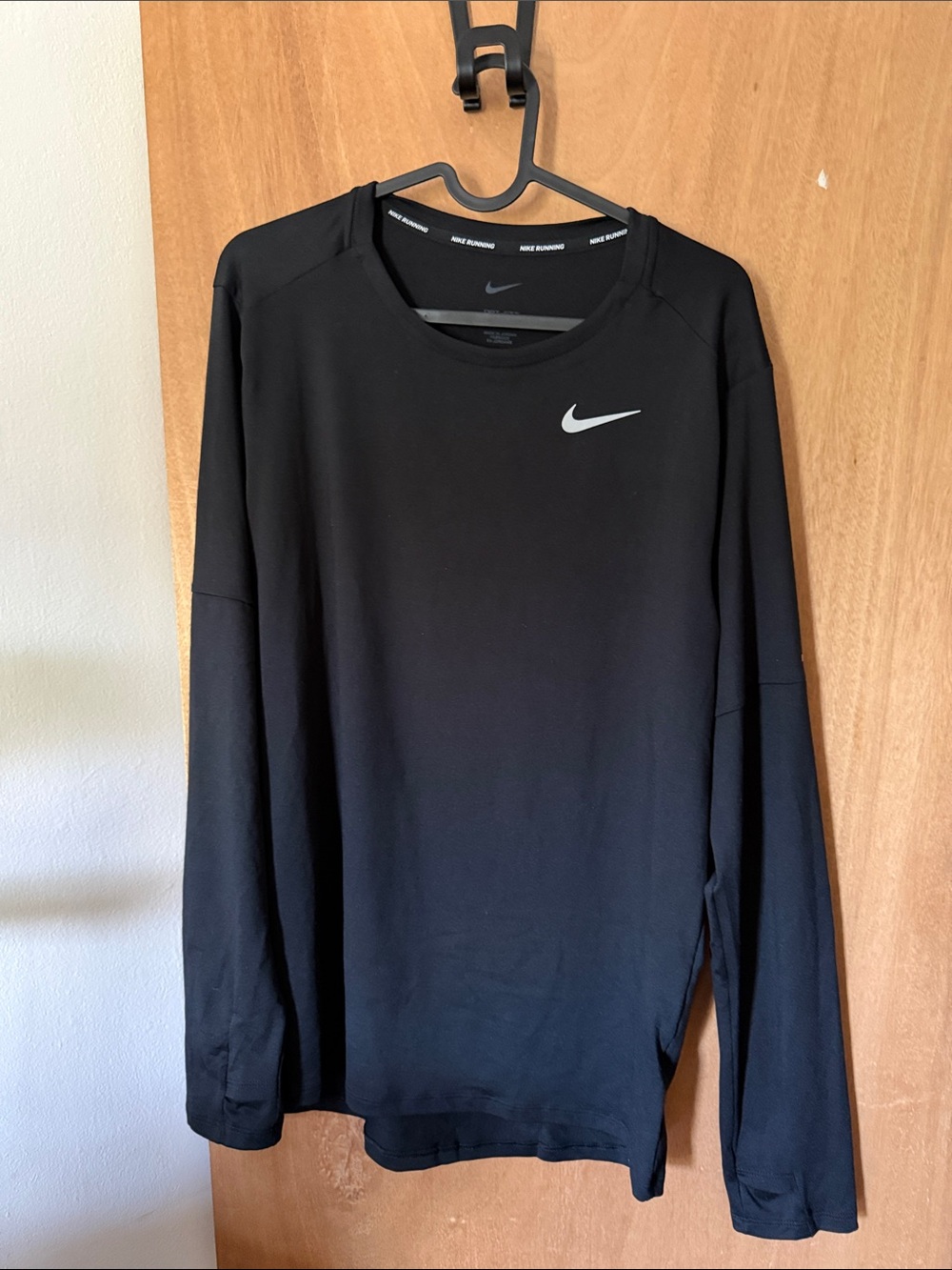 Nike Black Long-Sleeve Performance Shirt with Reflective Swoosh